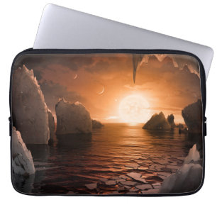 Exoplanet Trappist-1f från Isigen Nattsida. Laptop Fodral