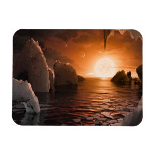 Exoplanet Trappist-1f från Isigen Nattsida. Magnet