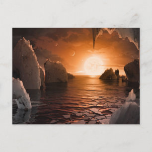 Exoplanet Trappist-1f från Isigen Nattsida. Vykort