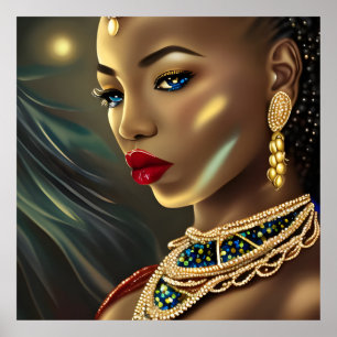 Exotic African Stunning women red jewel Poster