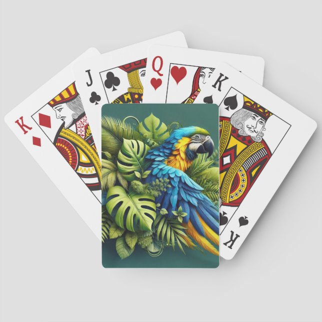 Exotic Amazon Deck - Blue and Gult Macaw och Tro Casinokort (Baksidan)
