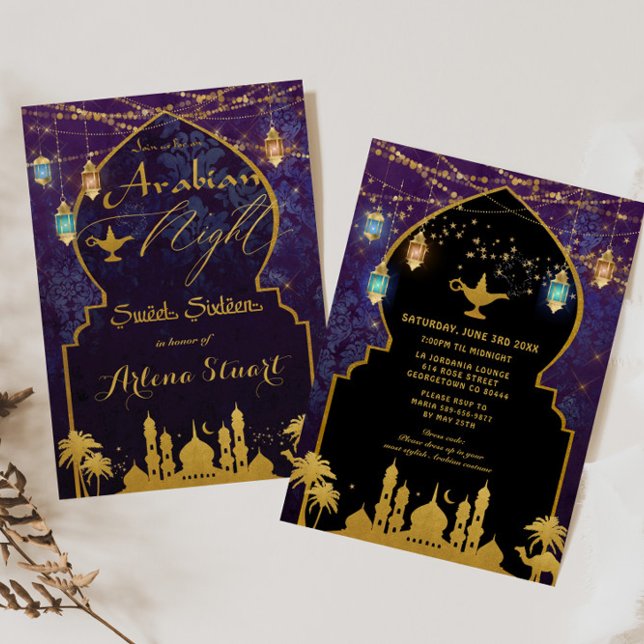 Exotic Arabian Night Lanternes Aladdin Sweet 16 Inbjudningar (Skapare uppladdad)