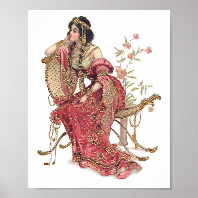 Exotic Art nouveau Woman in Ornate Costume Poster (Framsidan)