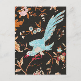 Exotic Asian Birds And Flowers Embroidery Vykort