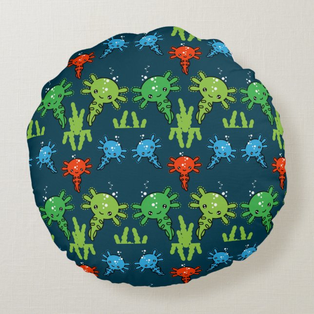 Exotic Axototl Salamander Pillowcase Rund Kudde (Baksidan)