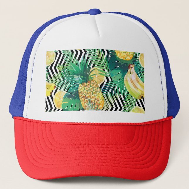 Exotic Bananas Lemons Tropical Seamless Keps (Framsida)