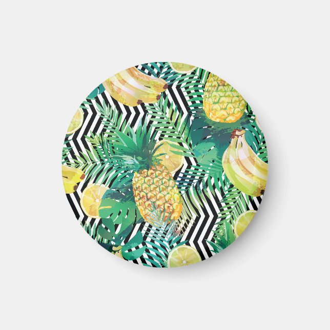 Exotic Bananas Lemons Tropical Seamless Magnet (Framsidan)
