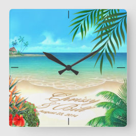 EXotic Beach BE MIG ATT DRA NAMNEN I SAND Fyrkantig Klocka