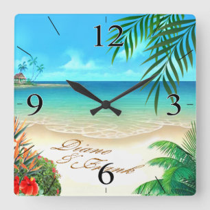 EXotic Beach BE MIG ATT DRA NAMNEN I SAND Fyrkantig Klocka
