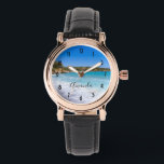 Exotic Beach Tropical Island Paradise Armbandsur<br><div class="desc">En klocka med ett fotografi som visar en strand på den grekiska ön Kreta. En vacker tropiska blå strand med skummig surfa. Underbart stillastående resmål.</div>