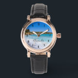 Exotic Beach Tropical Island Paradise Armbandsur<br><div class="desc">En klocka med ett fotografi som visar en strand på den grekiska ön Kreta. En vacker tropiska blå strand med skummig surfa. Underbart stillastående resmål.</div>