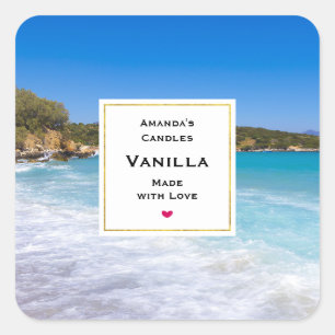 Exotic Beach Tropical Island Paradise Candle Craft Fyrkantigt Klistermärke