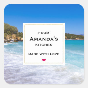 Exotic Beach Tropical Island Paradise Kitchen Fyrkantigt Klistermärke