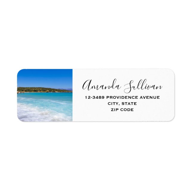 Exotic Beach Tropical Island Paradise Returadress Etikett (Framsidan)
