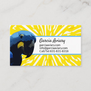 Exotic Bird Breeder Parrot Aviary Hyacinth Macaw Visitkort