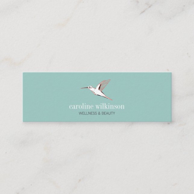 Exotic bird illustration elegant minimal mint card mini visitkort (Framsida)