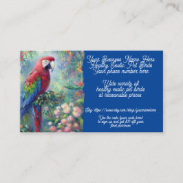 Exotic Bird Sales Shop Sales Etsy Parrot Cockatoo Visitkort