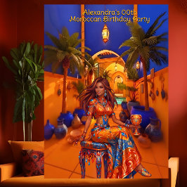 Exotic Birthday Blue Orange Moroccan Themed Party Inbjudningar