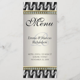 Exotic Black White Mönster Decor Bröllop Menu Meny