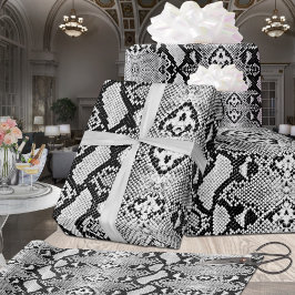 Exotic Black & White Python Snakeskin Presentpapper