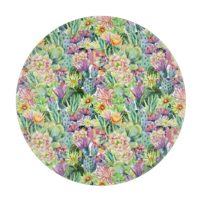 Exotic Blooming Watercolor Cacti Mönster (Framsidan)