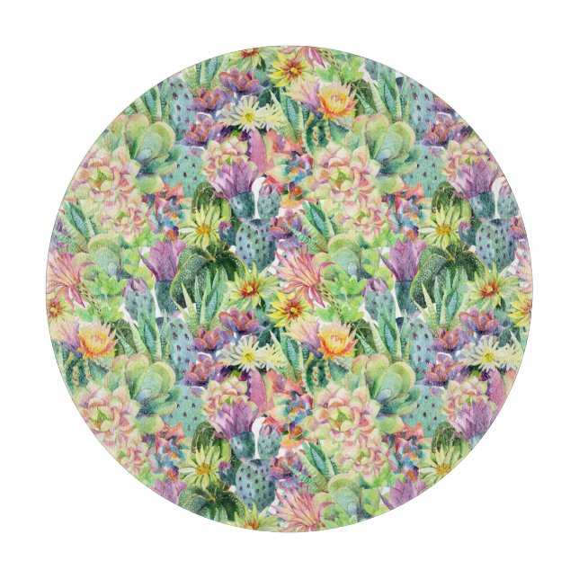 Exotic Blooming Watercolor Cacti Mönster (Framsidan)