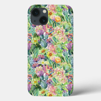 Exotic Blooming Watercolor Cacti Mönster
