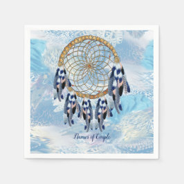 Exotic Blue Dream Catcher Bröllop Decor Pappersservett