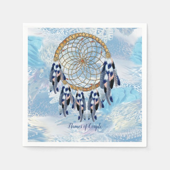 Exotic Blue Dream Catcher Bröllop Decor Pappersservett (Framsidan)