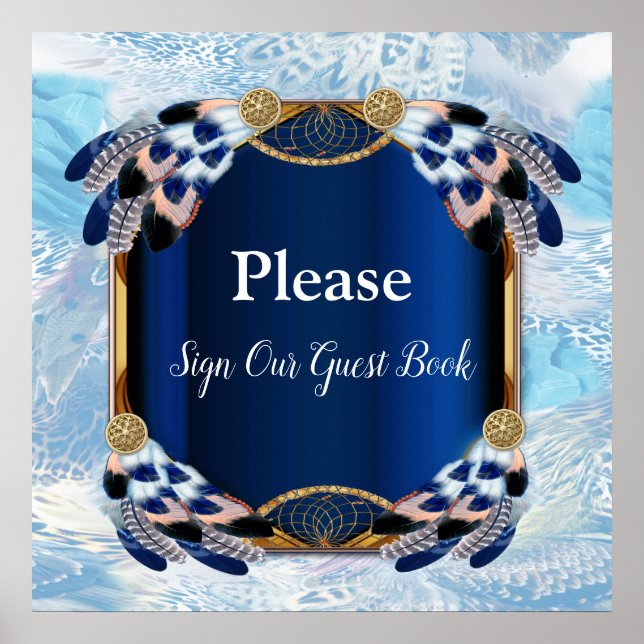 Exotic Blue Dream Catcher Bröllop Poster (Framsidan)