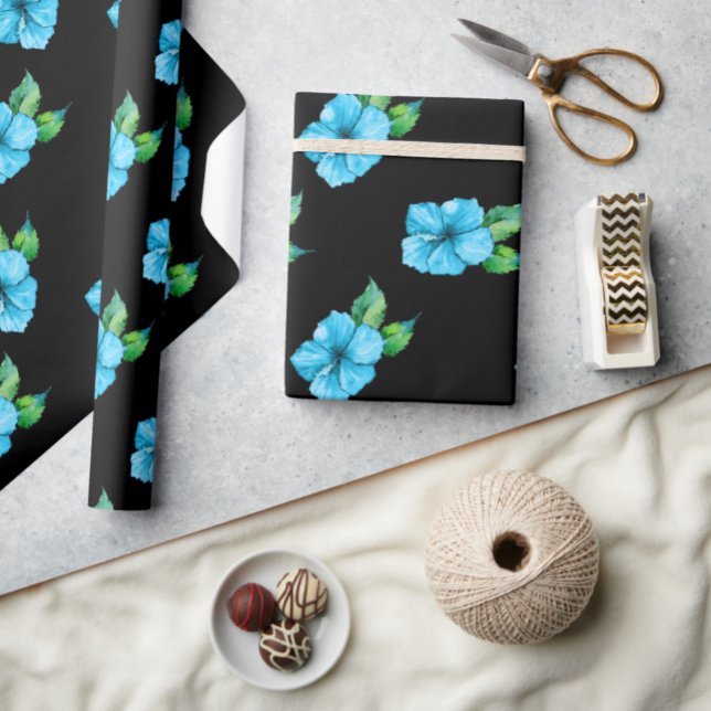 Exotic Blue Hibscus Presentpapper (Skapare uppladdad)