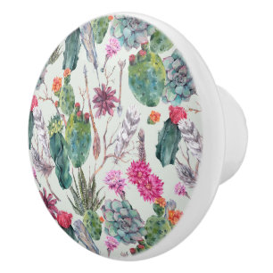 Exotic Boho Watercolor Cactus & Succulent Mönster Knopp