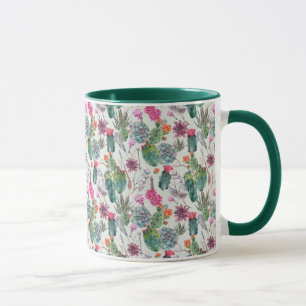 Exotic Boho Watercolor Cactus & Succulent Mönster Mugg