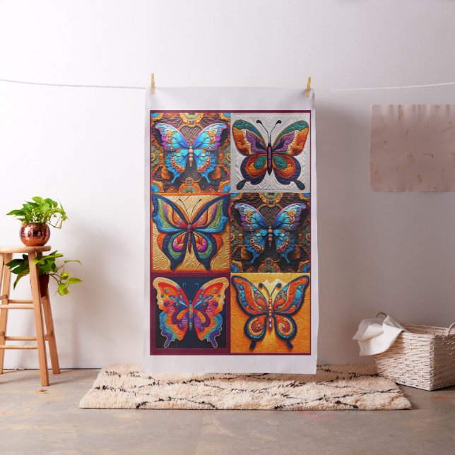Exotic Butterflies Cheater Quilt Sewing Tyg (In Situ)