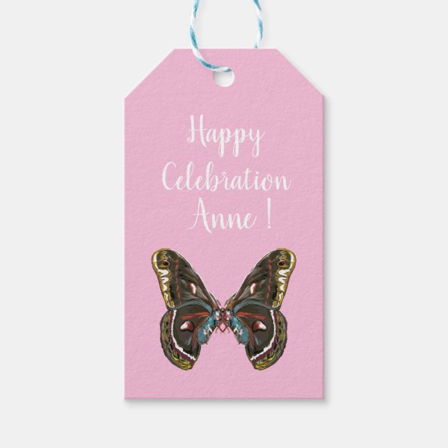 Exotic Butterfy Art Teckning Presentetikett (Framsidan)