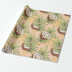 Exotic Coconut Fruit Älskare Mönster Cute Sommar Presentpapper