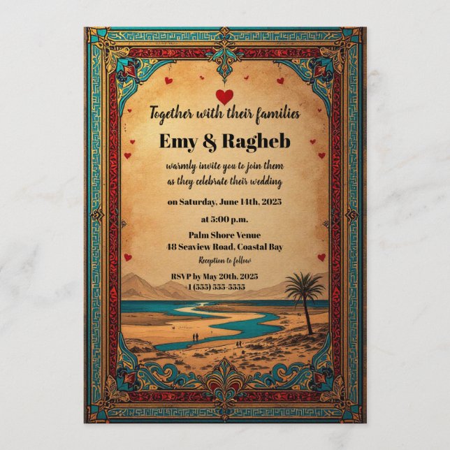 Exotic Desert Oasis Wedding Invitation  Inbjudningar (Framsida)