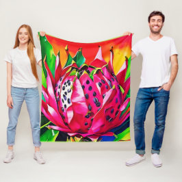 Exotic Dragon Fruit Bloom Fleecefilt