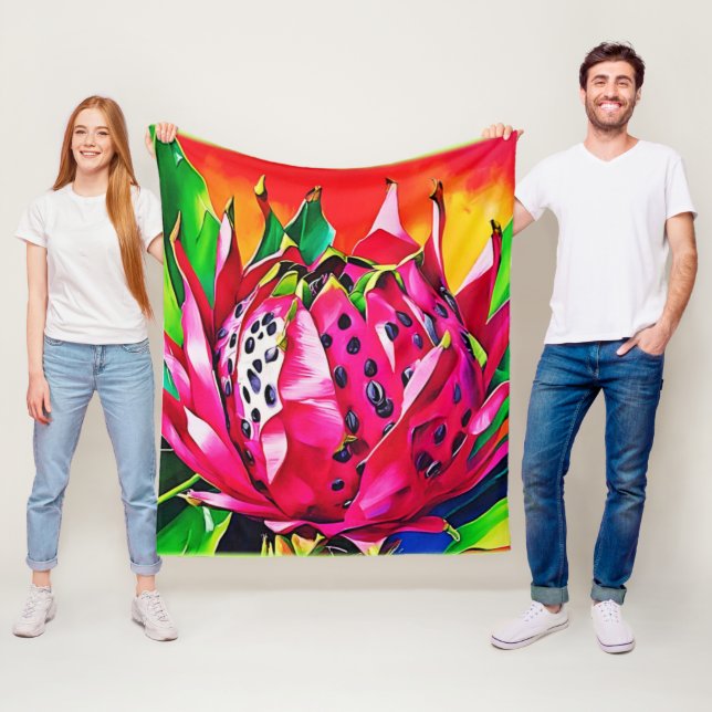 Exotic Dragon Fruit Bloom Fleecefilt (På plats)