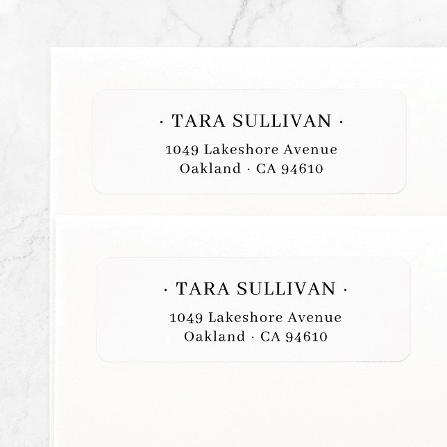 Exotic Elegance . Minimal typografi 07 Returadress Etikett (Minimal chic black and white elegant typography return address label template.)