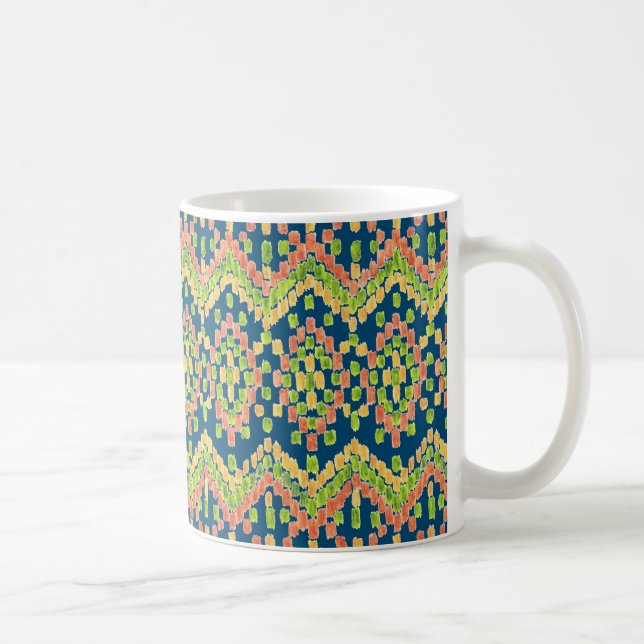 Exotic Ethnic Ikat Mönster på Blue Kaffemugg (Höger)