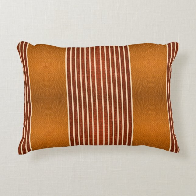 Exotic Faux Snake Leather & Linear Stripe Pumpkin  Prydnadskudde (Framsidan)