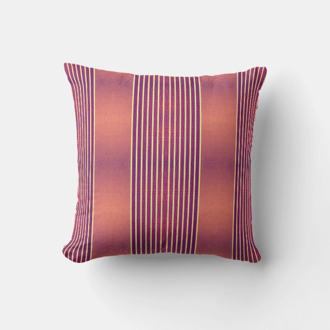Exotic Faux Snake Leather & Linear Stripe Salmon Kudde (Framsida)