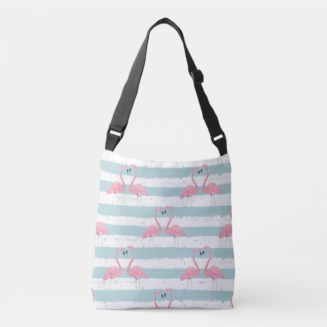 Exotic Flamingo Stripe Background Mönster Axelväska (Framsida)