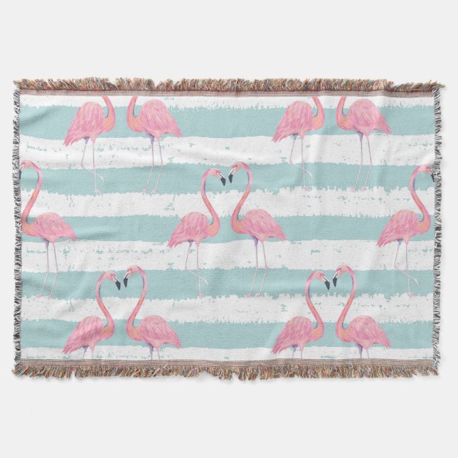 Exotic Flamingo Stripe Background Mönster Filt (Framsidan)