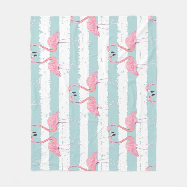 Exotic Flamingo Stripe Background Mönster Fleecefilt (Framsidan)