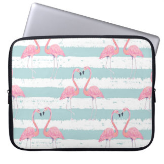 Exotic Flamingo Stripe Background Mönster Laptop Fodral