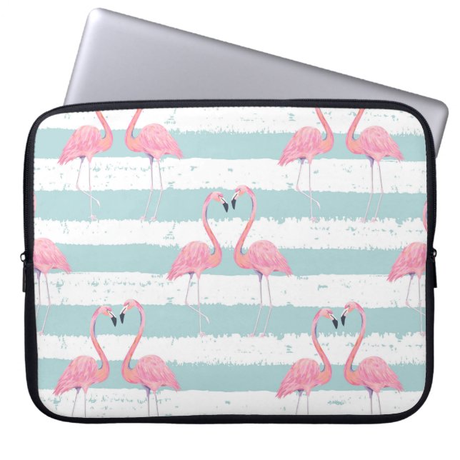 Exotic Flamingo Stripe Background Mönster Laptop Fodral (Framsidan)