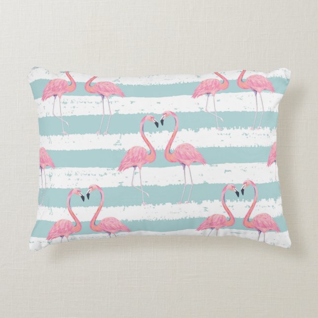 Exotic Flamingo Stripe Background Mönster Prydnadskudde (Framsidan)