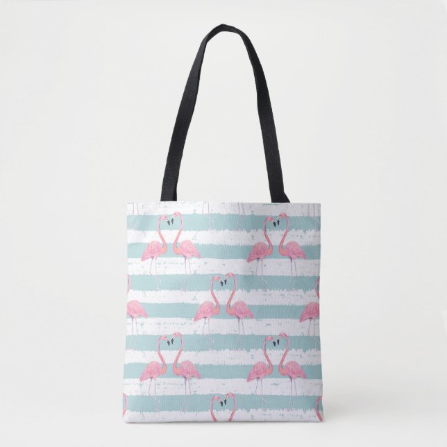 Exotic Flamingo Stripe Background Mönster Tygkasse (Framsida)